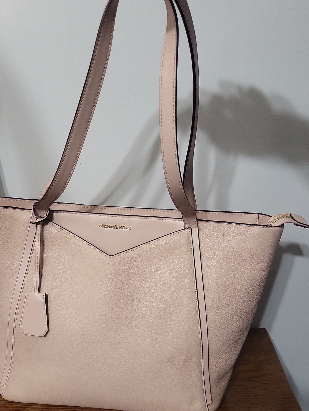 Michael Kors Light Blush Leather Tote with Gold Logo